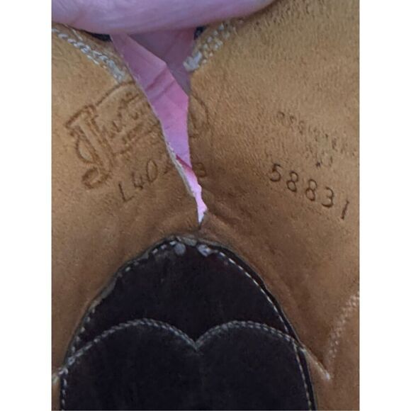 Vintage Justin Fort Worth Womens Size 6.5 A Narrow Brown Leather Cowboy Western - Picture 12 of 12